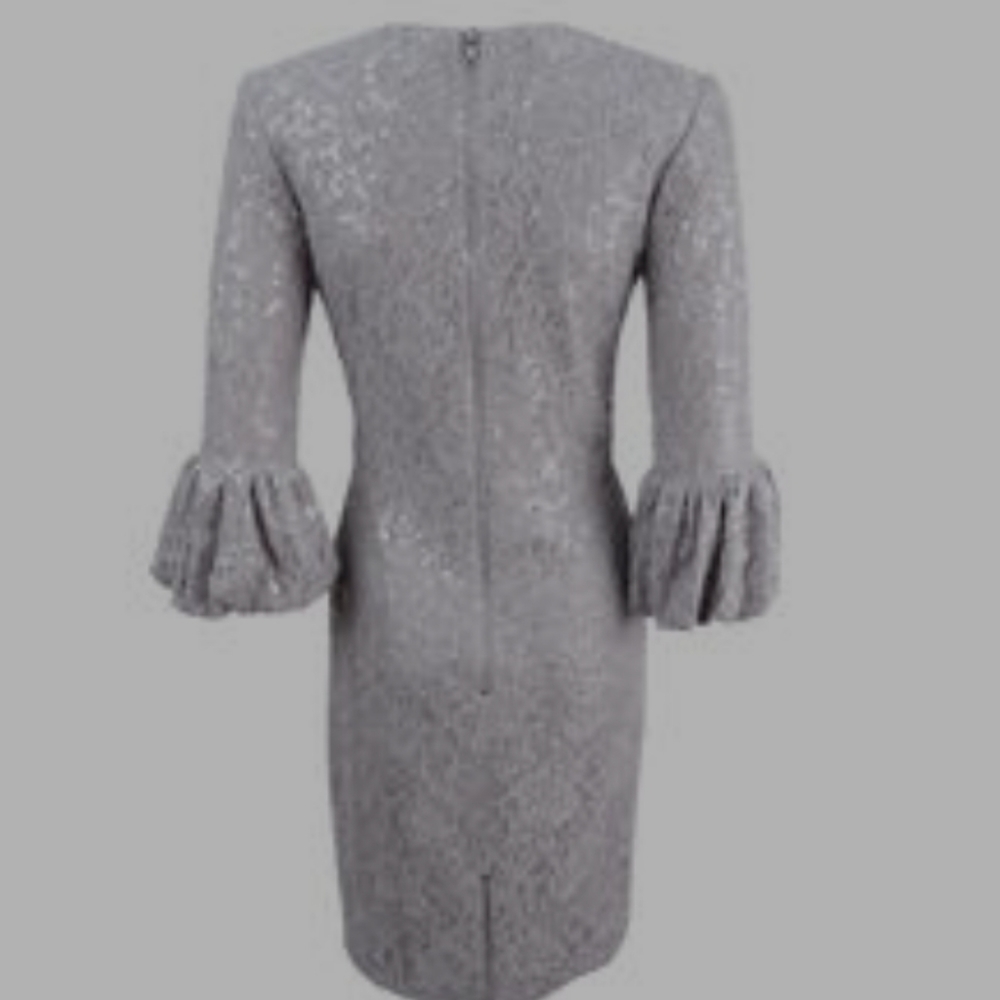 Betsey & Adams grey silver flair sleeve dress 12 - Picture 4 of 10